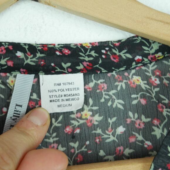 Y2K Style Babydoll Top Medium Sheer Ruffle Dainty Floral Twee Peplum Feminine - Picture 3 of 8